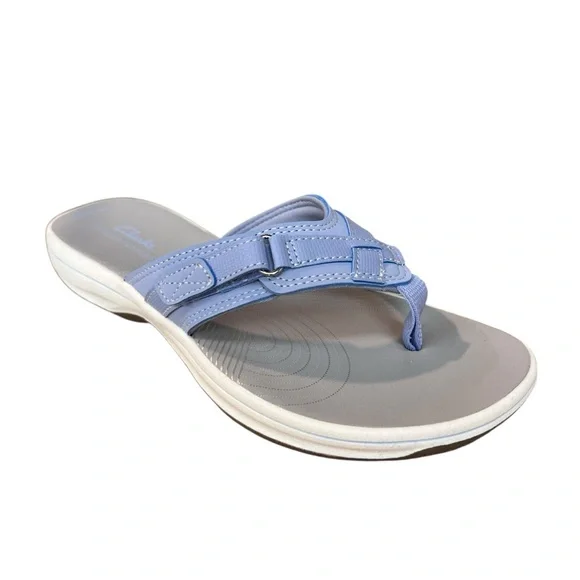 Clarks Cloudsteppers Breeze Sea Lavender Women’s Flip Flops Sandals NEW - Picture 1 of 8